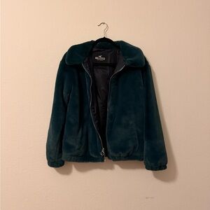 Hollister Teal Faux Fur Jacket